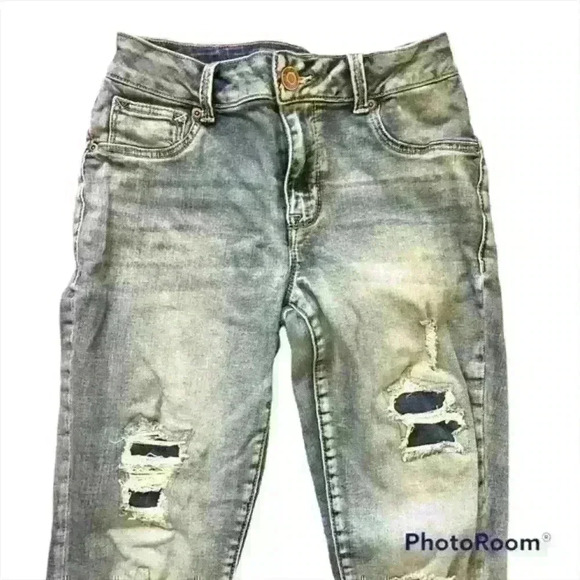 Maurices high rise light wash distressed skinny jeans size xs short - Picture 2 of 7